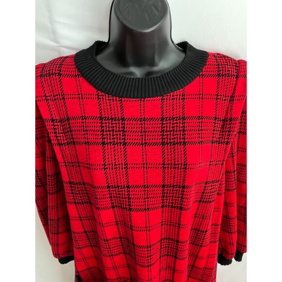 Vintage Leslie Fay Y2K Red Plaid Dress Size Petite 12 Academia Preppy Clueless - Picture 2 of 12